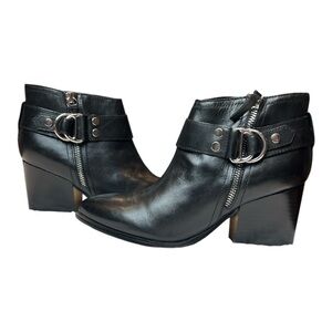 Marc Fisher Black Leather Booties VANQAR Pointed Toe - Women’s Sz 8M